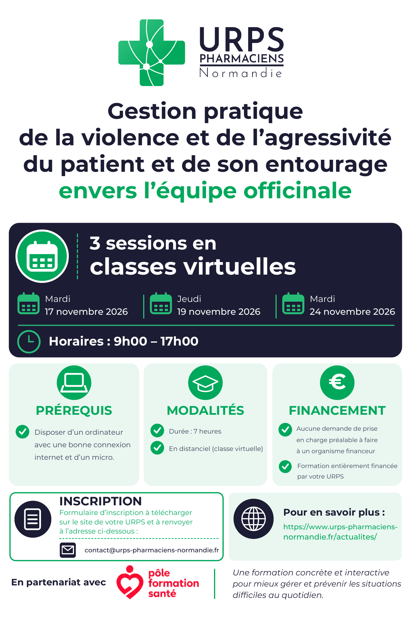 Formation à la gestion de la violence et de l'agressivité au comptoir - prochaines sessions en classe virtuelle